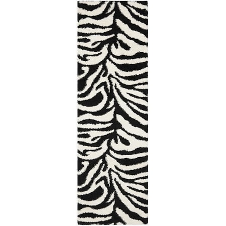 Safavieh 2 ft. 3 in. x 7 ft. Runner Ivory and Black Florida Shag Rug SG452-1290-27